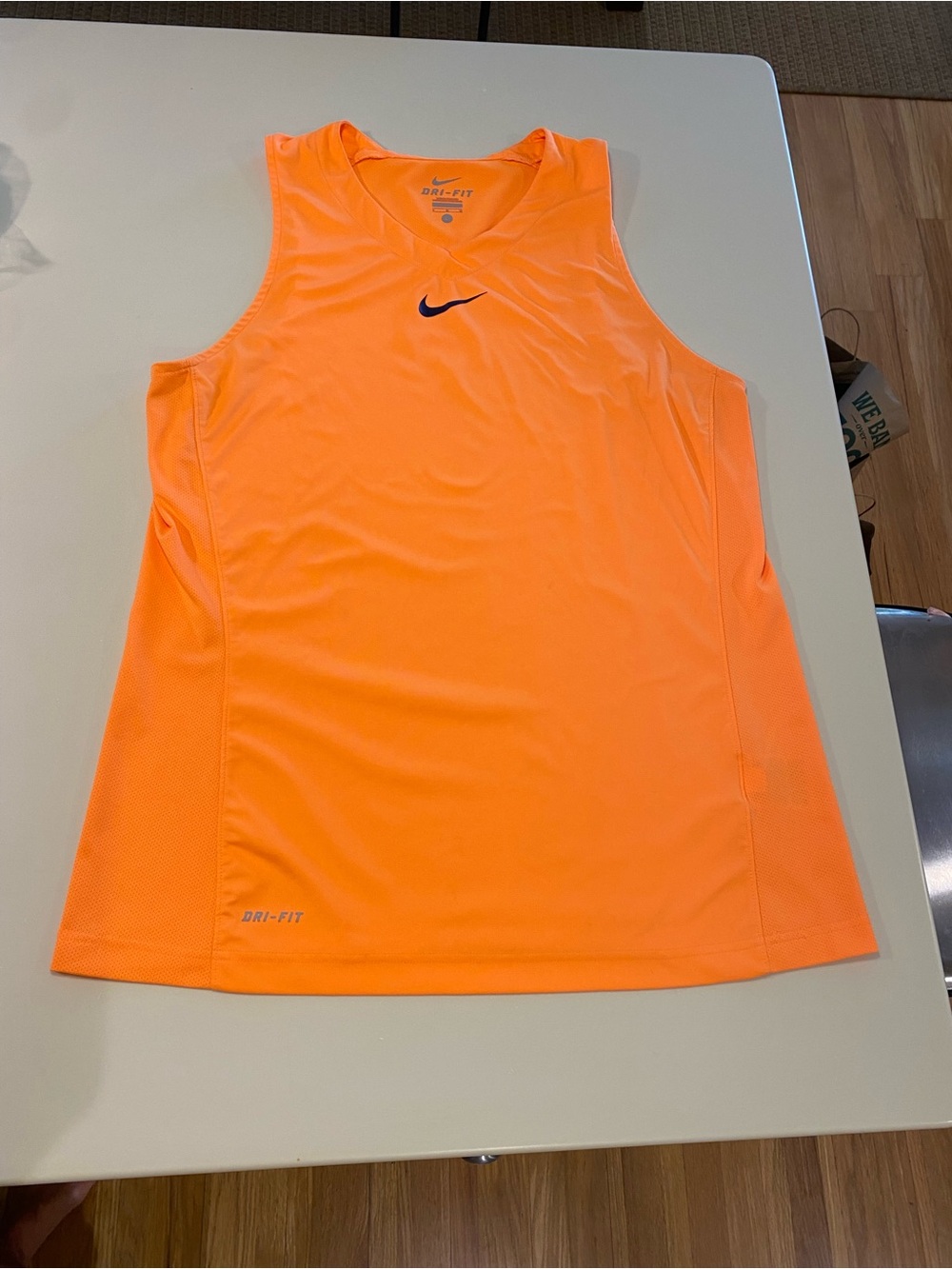 Nike Men’s Orange Dri-FIT V-Neck Tank Top.  Large.